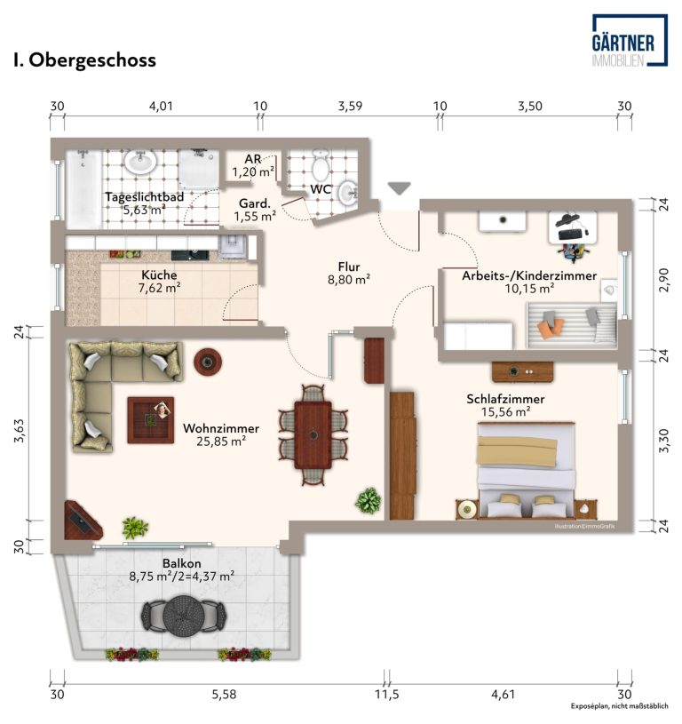 Immobilienangebot - Maintal / Dörnigheim - Alle - Maintal-Dörnigheim: Top gepflegte 3-Zimmer-Wohnung mit großem Südwest-Balkon in zentraler Wohnlage
