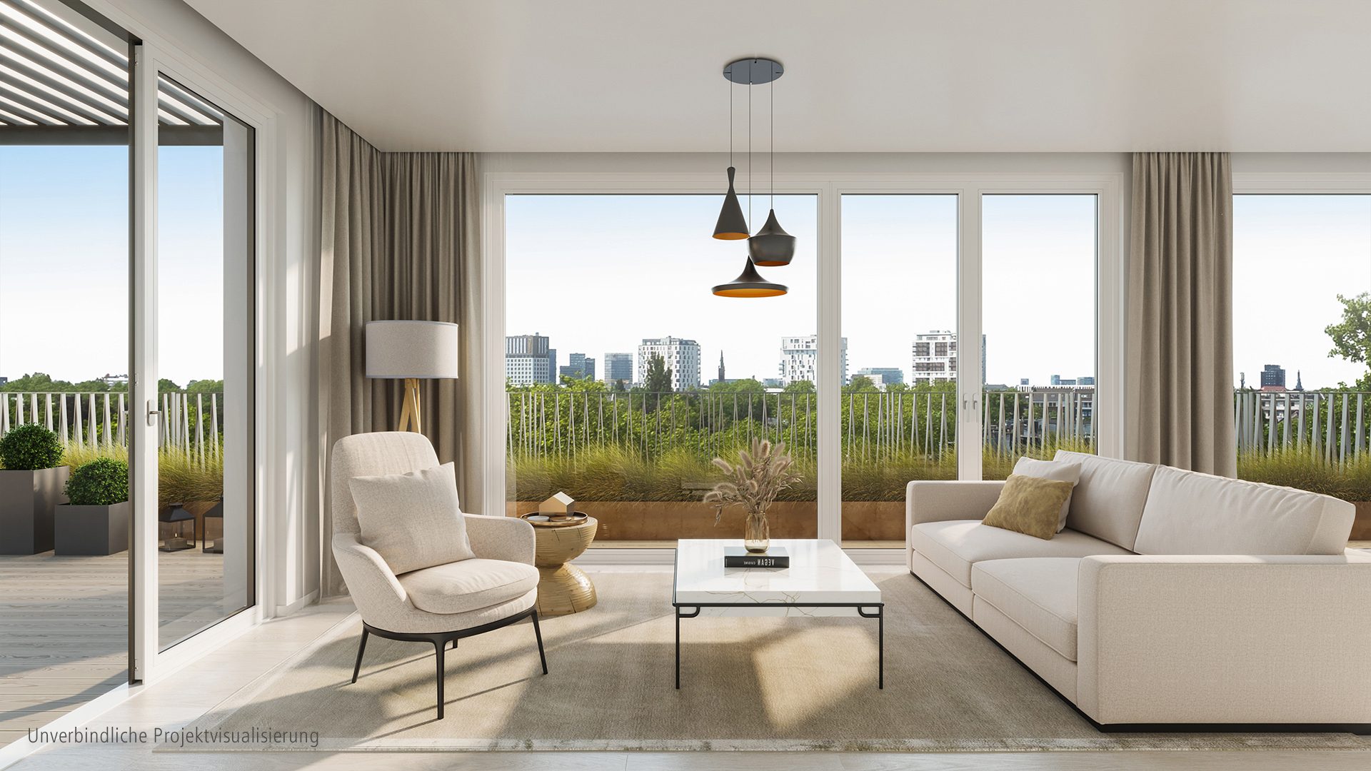 Böcker Wohnimmobilien - Immobilienangebot - Düsseldorf - Alle - Exklusive 2-Zimmer-Wohnung mit offenem Zuschnitt, Schlafzimmer mit Bad en Suite und schönem Balkon