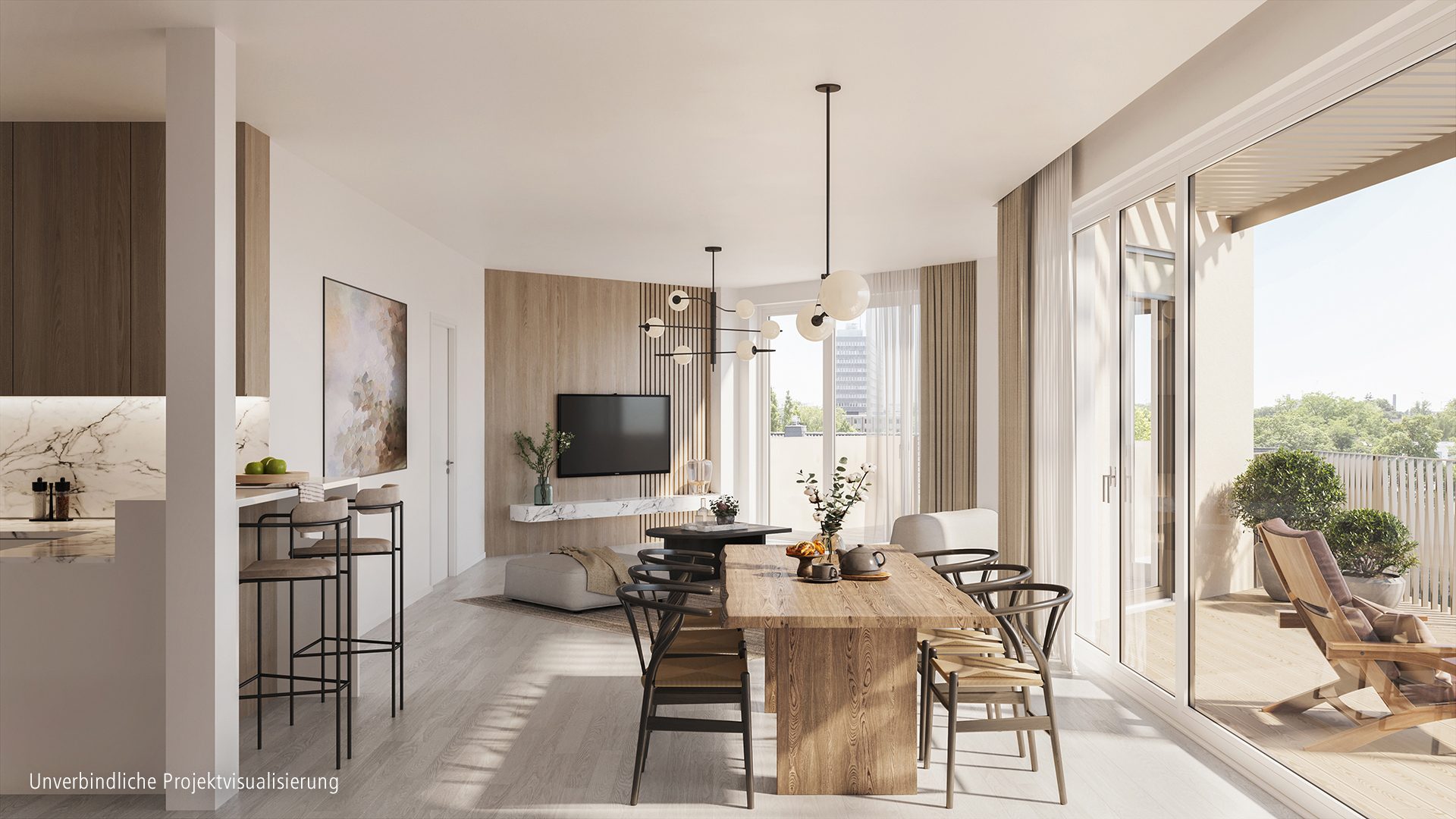 Böcker Wohnimmobilien - Immobilienangebot - Düsseldorf - Alle - Exklusive 2-Zimmer-Wohnung mit offenem Zuschnitt, Schlafzimmer mit Bad en Suite und schönem Balkon
