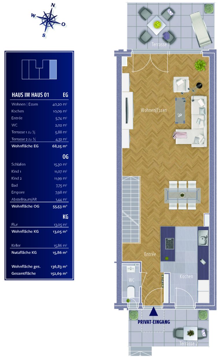 Böcker Wohnimmobilien - Immobilienangebot - Düsseldorf / Oberkassel - Alle - Wohnen wie in einem Einfamilienhaus - Haus im Haus in Düsseldorf-Oberkassel