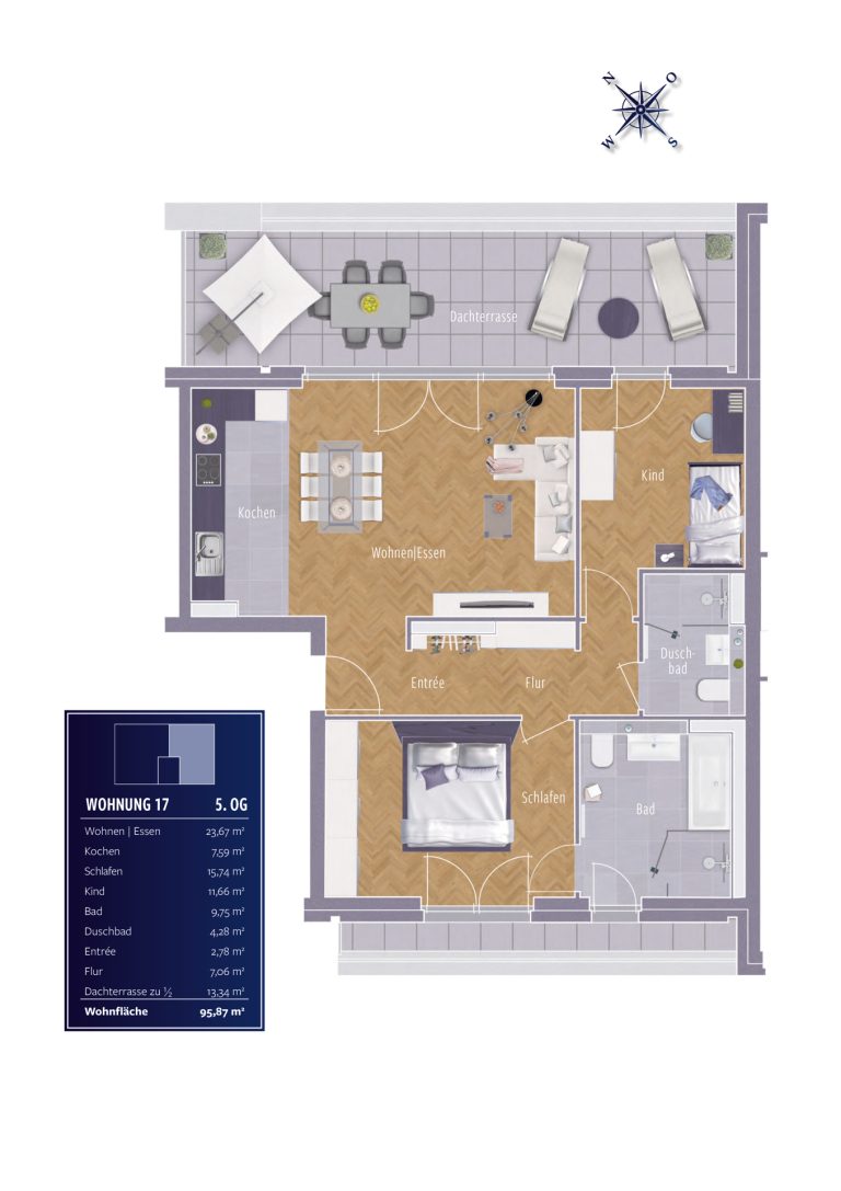 Böcker Wohnimmobilien - Immobilienangebot - Düsseldorf / Oberkassel - Alle - Exklusive 3-Zimmer-Wohnung mit großzügiger Dachterrasse im Düsseldorf Oberkassel/Niederkassel