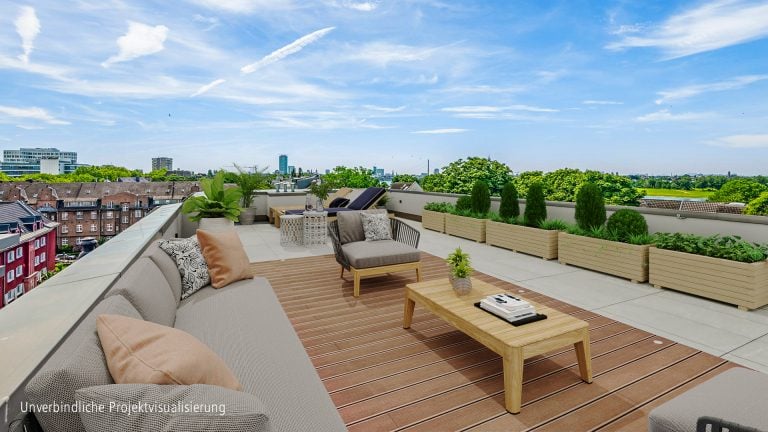 Böcker Wohnimmobilien - Immobilienangebot - Düsseldorf / Golzheim - Alle - Luxuriöses Wohnen auf ca. 260 m² mit atemberaubender Dachterrasse und Rheinblick
