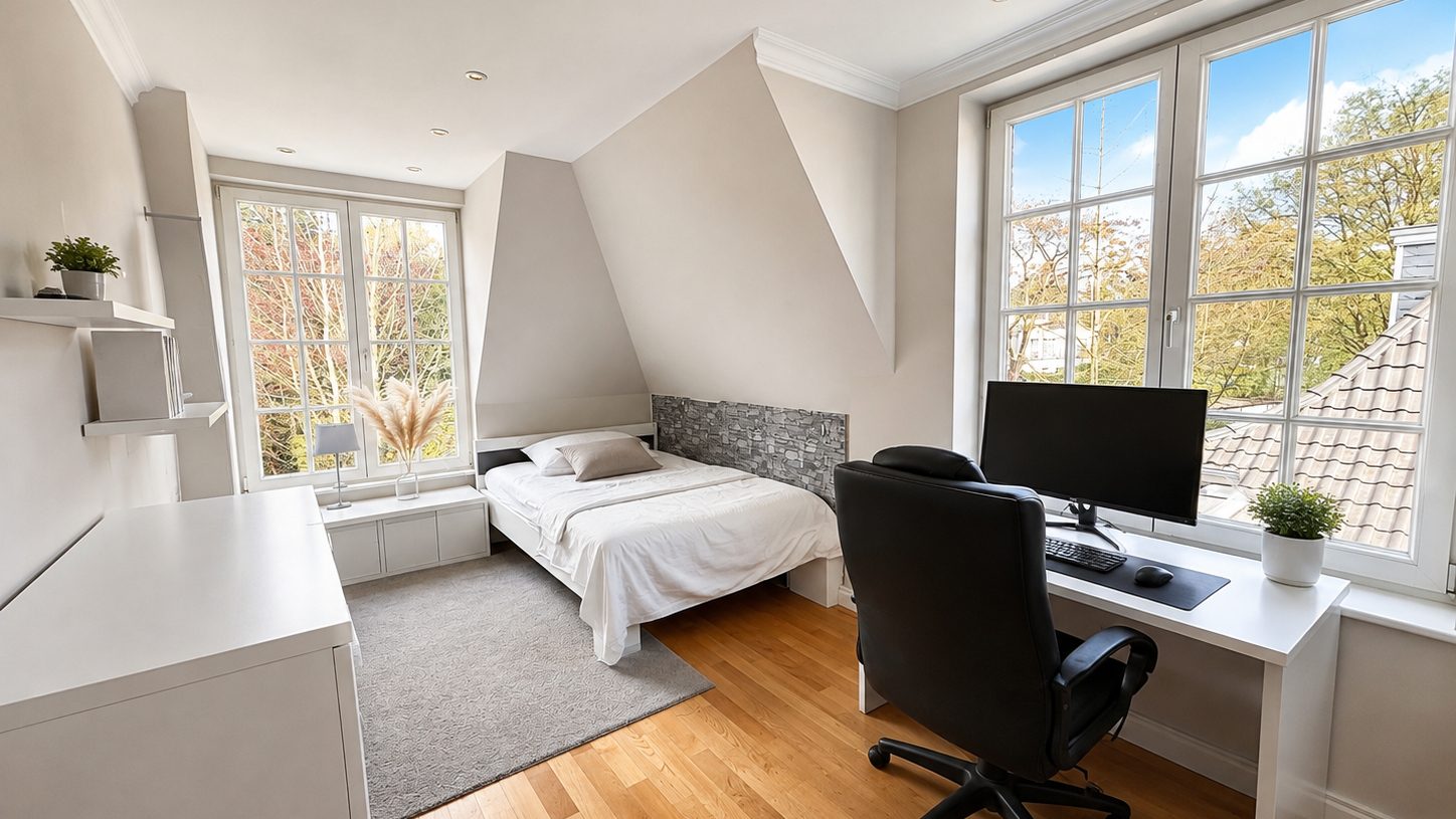 Böcker Wohnimmobilien - Immobilienangebot - Düsseldorf / Wittlaer - Alle - Repräsentatives Familiendomizil mit 7 Zi., EBK, 2 Bäder, Kamin u. Garten.