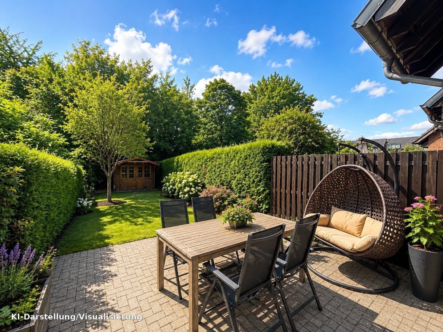 Böcker Wohnimmobilien - Immobilienangebot - Düsseldorf - Alle - Familienfreundliches Reihenhaus mit sonnigem Garten und ganzjährigem Grünblick