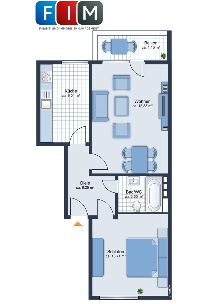 Immobilienangebot - Osnabrück - Alle - Gepflegte 2-Zimmer-Wohnung mit Balkon in der Nähe vom Rubbenbruchsee!