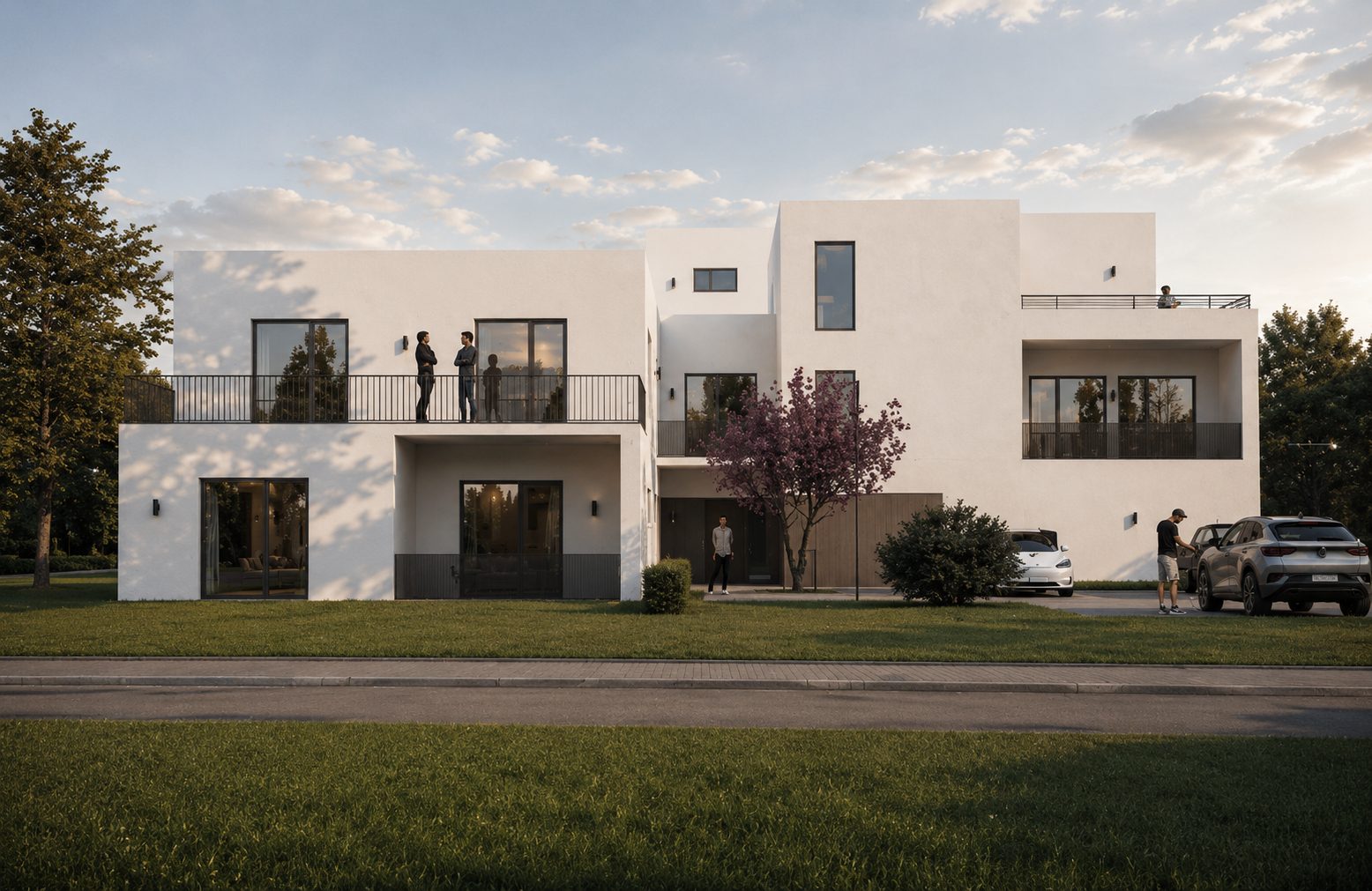 KI generierte Straßenansicht – Abweichungen von der Realität möglich Immobilienangebot - Osnabrück - Alle - Exklusive Neubauwohnung mit Penthouse-Charme im Zentrum von Voxtrup!