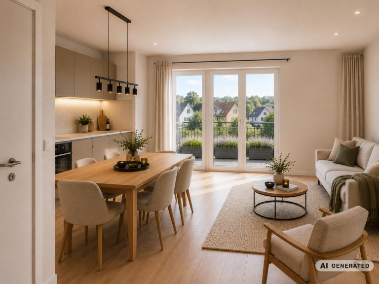 Immobilienangebot - Dissen am Teutoburger Wald - Alle - Kompakte Eigentumswohnung mit zwei Zimmern und Balkon im KfW-40-QNG-Neubau im Herzen von Dissen