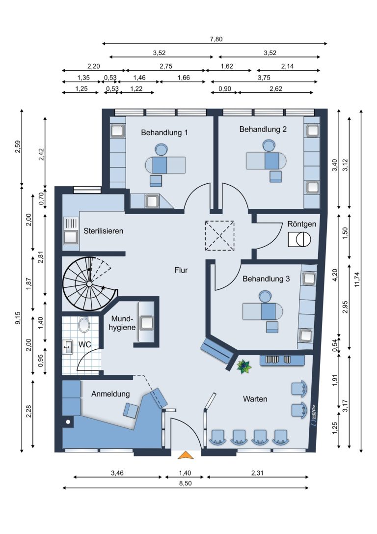 Immobilienangebot - Detmold / Spork-Eichholz - Alle - Praxisfläche mit 10 Räumen | Ideal für Ärzte, Therapeuten & Dienstleister in Detmold