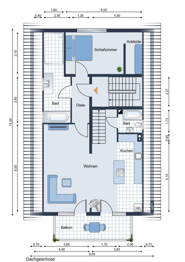 Immobilienangebot - Leverkusen / Opladen - Alle - Hochwertige 2-Zimmer-Dachgeschosswohnung mit ca. 30 m² ausgebautem Zusatzbereich, Balkon & 2 Garagen