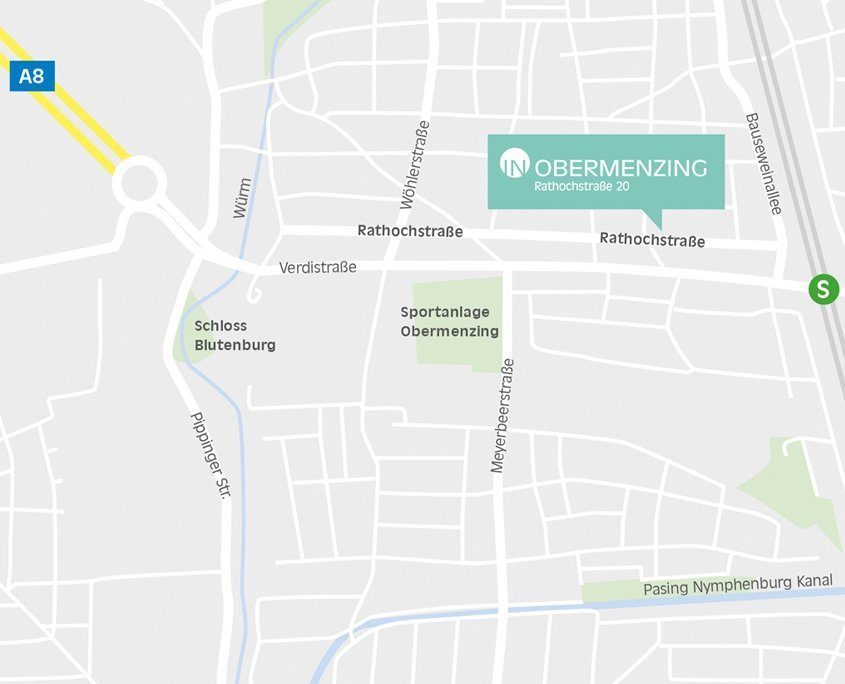 Lageplan rund um die Sportanlage Obermenzing