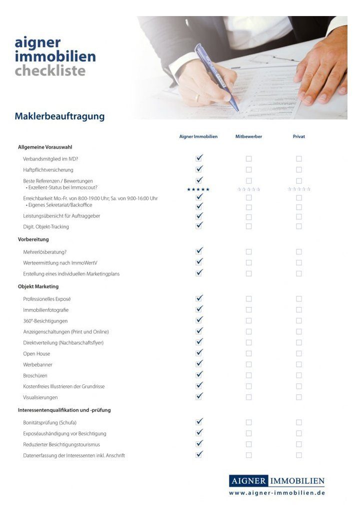 Checkliste Maklerbeauftragung - Aigner Immobilien