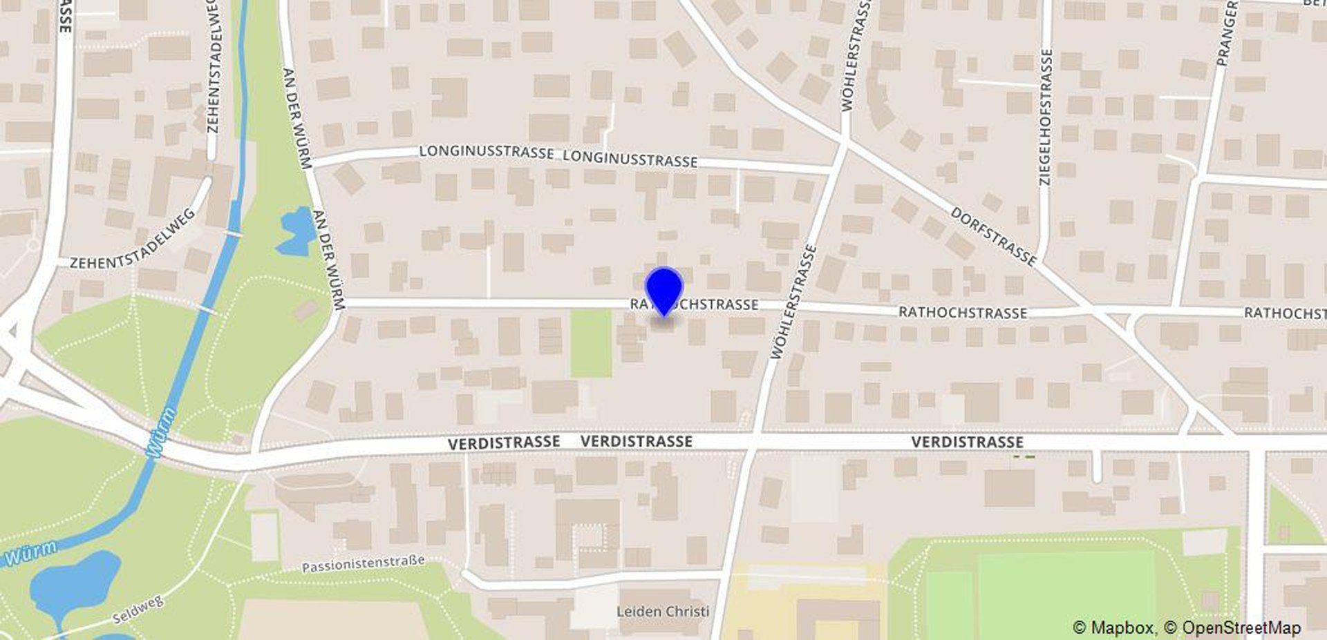Kartenansicht von der Rathochstrasse in München Obermenzing