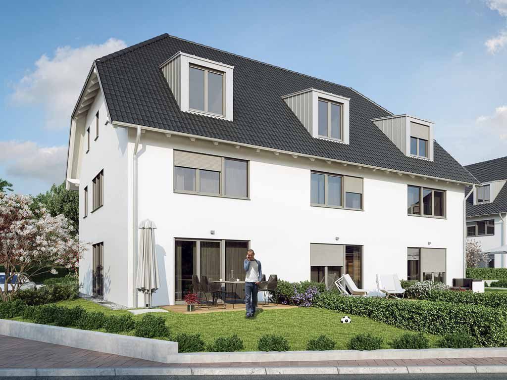 Neubau Ansicht Haus mit Vorgarten