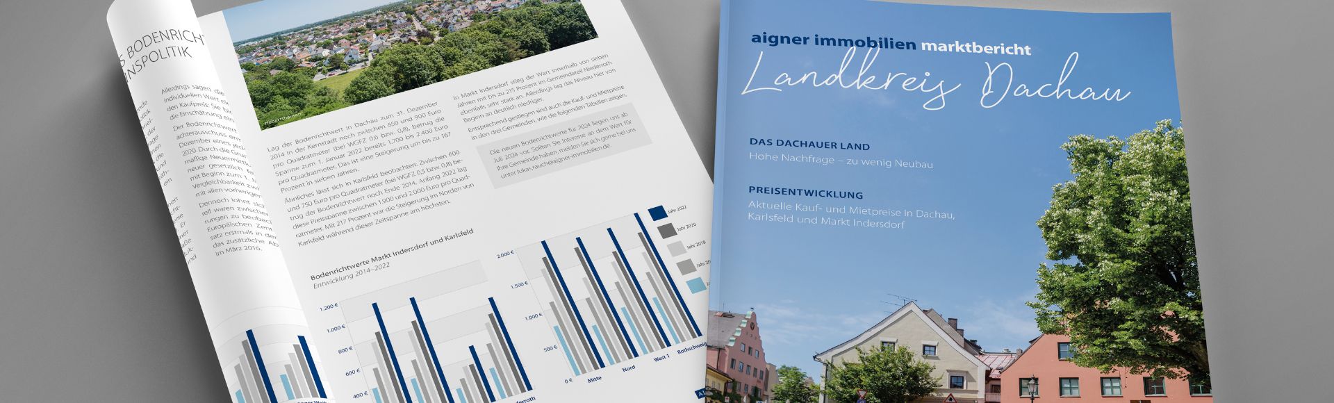 Immobilien Marktbericht Dachau 2024 aufgeschlagenes Heft