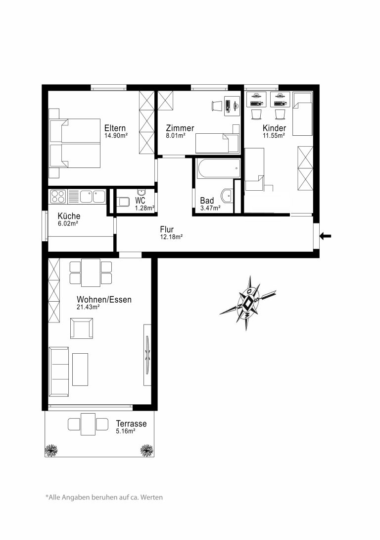 Aigner Immobilien GmbH - Immobilienangebot - 80937 München - Milbertshofen - Erdgeschosswohnung - Attraktive 3,5-Zimmer-Wohnung – Vermietete Kapitalanlage in Milbertshofen