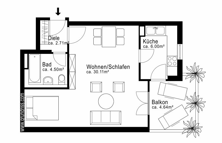 Aigner Immobilien GmbH - Immobilienangebot - 80797 München - Maxvorstadt - Etagenwohnung - Attraktive 1,5-Zimmer-Wohnung mit Balkon zum ruhigen Innenhof