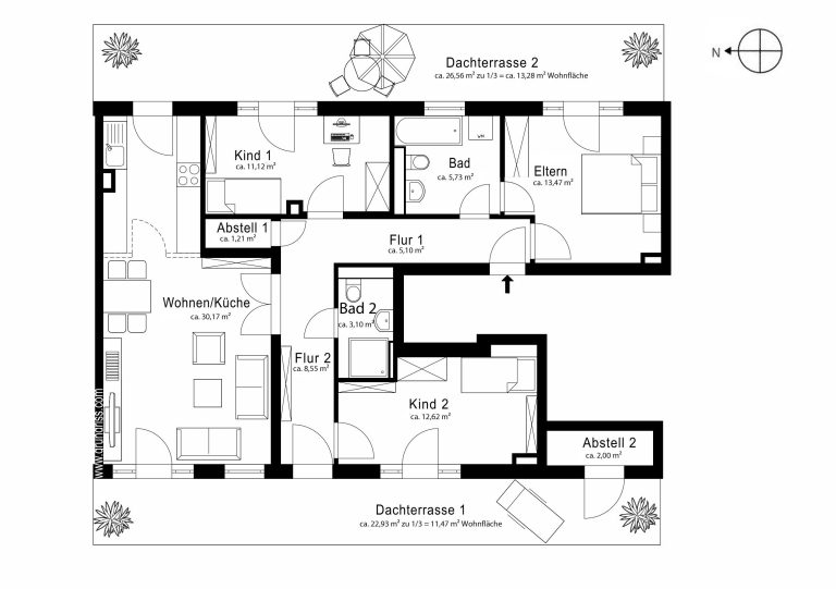 Aigner Immobilien GmbH - Immobilienangebot - 80933 München - Feldmoching - Etagenwohnung - Großzügige 4-Zimmer-Wohnung mit Platz für die ganze Familie und Blick ins Grüne