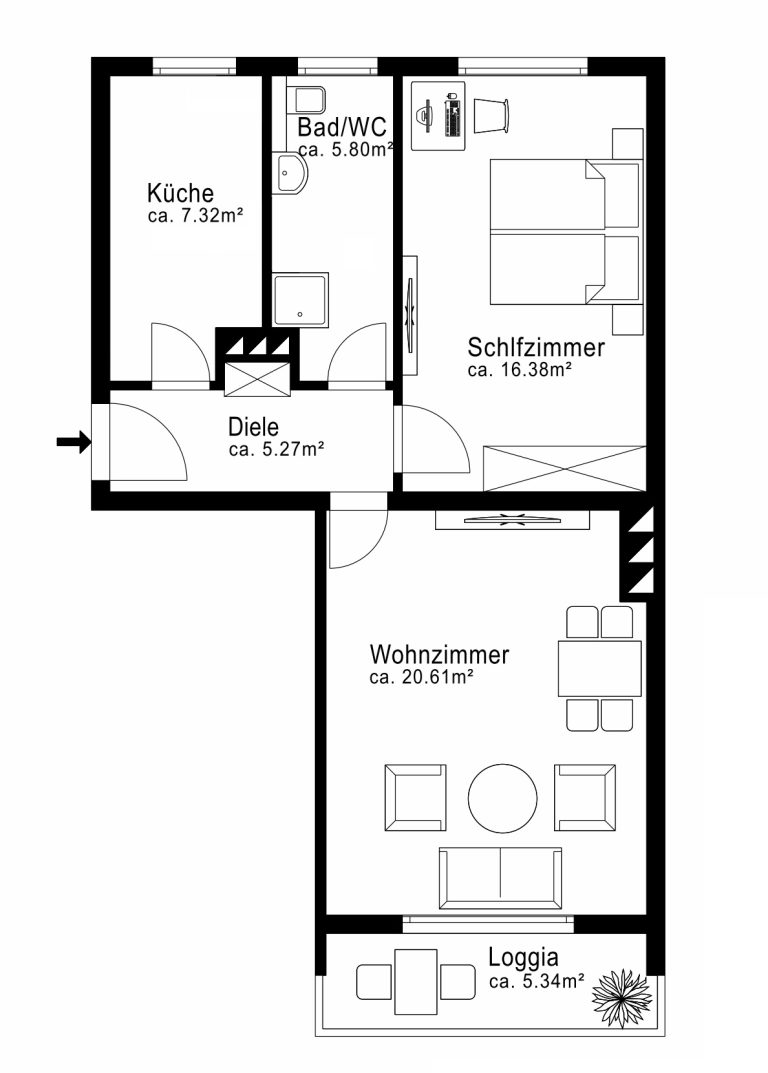 Aigner Immobilien GmbH - Immobilienangebot - 80804 München - Schwabing-West - Etagenwohnung - Modernes Wohngefühl in ruhiger Umgebung: Frisch renovierte 2-Zimmerwohnung in Schwabing-West