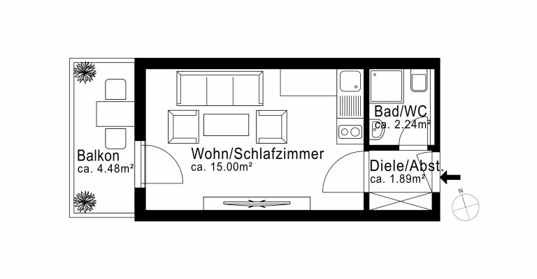 Aigner Immobilien GmbH - Immobilienangebot - München - Schwabing - Etagenwohnung - Vermietete 1-Zimmer-Wohnung mit Balkon in Bester Lage