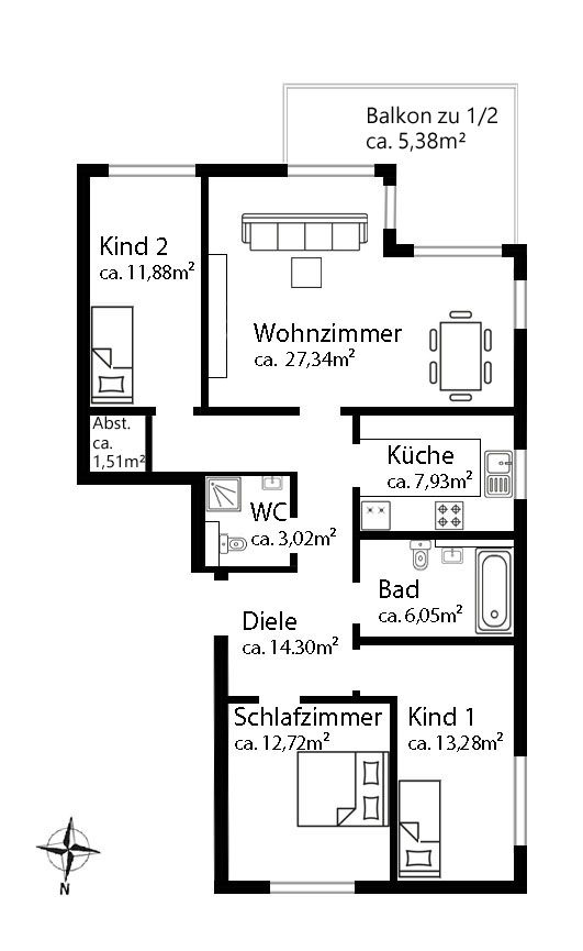 Aigner Immobilien GmbH - Immobilienangebot - 85635 Höhenkirchen-Siegertsbrunn - Höhenkirchen-Siegertsbrunn - Etagenwohnung - Lichtdurchflutet und modern: Attraktive 4-Zimmer-Wohnung in ruhige Lage