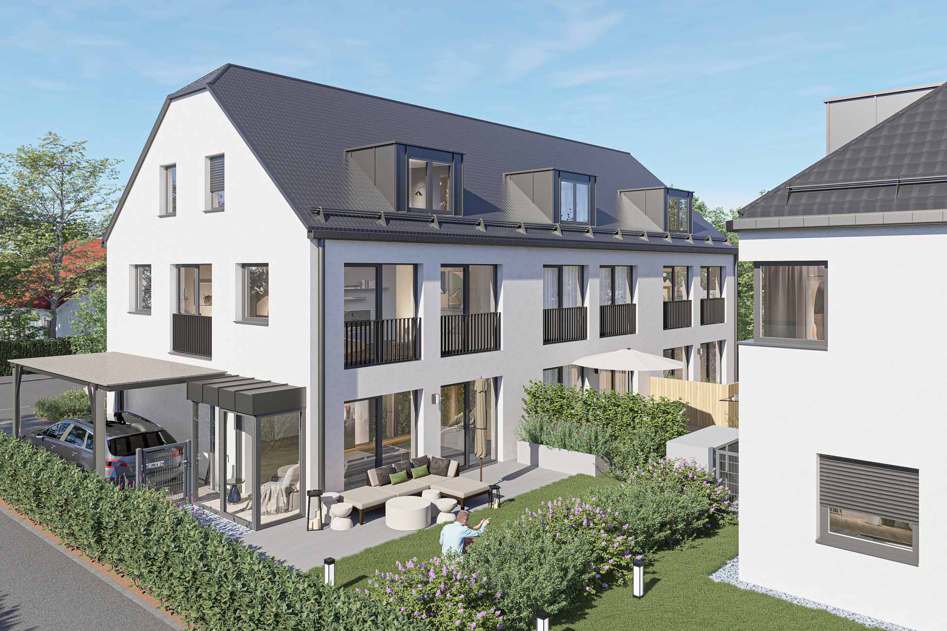 Aigner Immobilien GmbH - Immobilienangebot - 81249 Lochhausen - Lochhausen - Reihenmittelhaus - Haus 5: Neubau mit Konzept – Stilvolle 3-Spänner für Familien und Individualisten