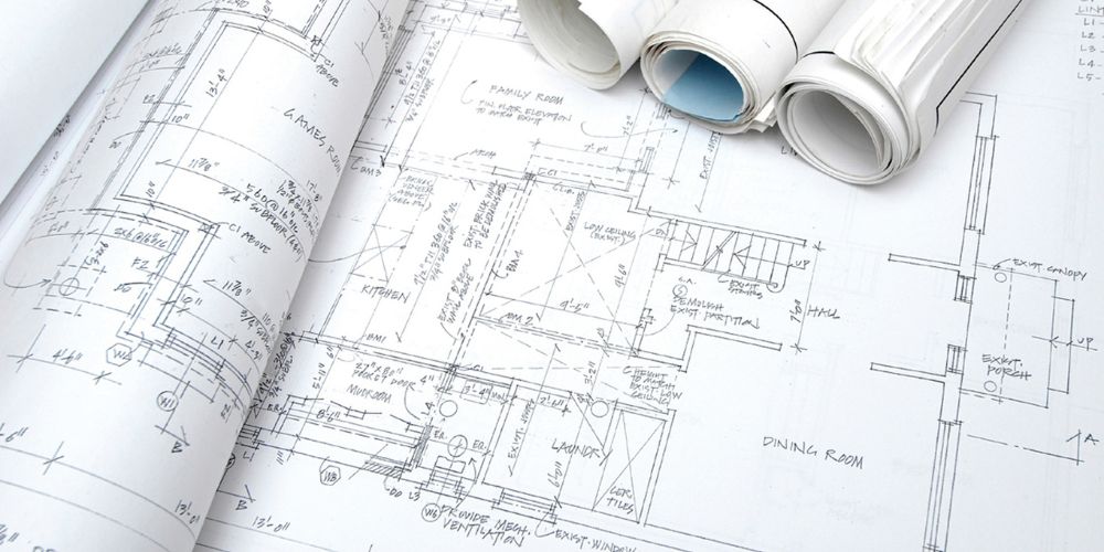 Ansicht eines detaillierten Bauplans