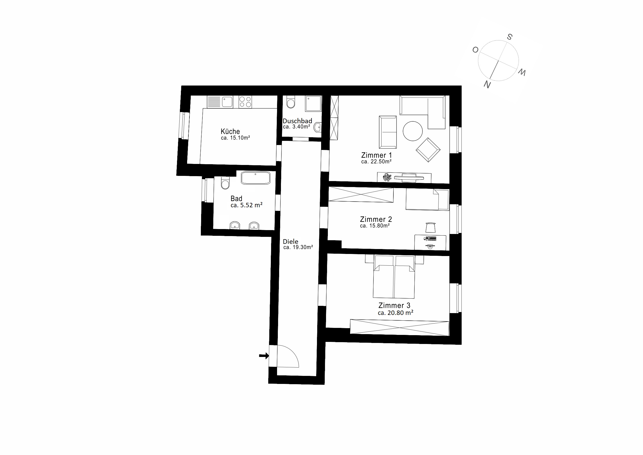 Aigner Immobilien GmbH - Immobilienangebot - 81543 München - Giesing - Etagenwohnung - Großzügige 3-Zimmer-Wohnung mit stilvollem Altbaucharme