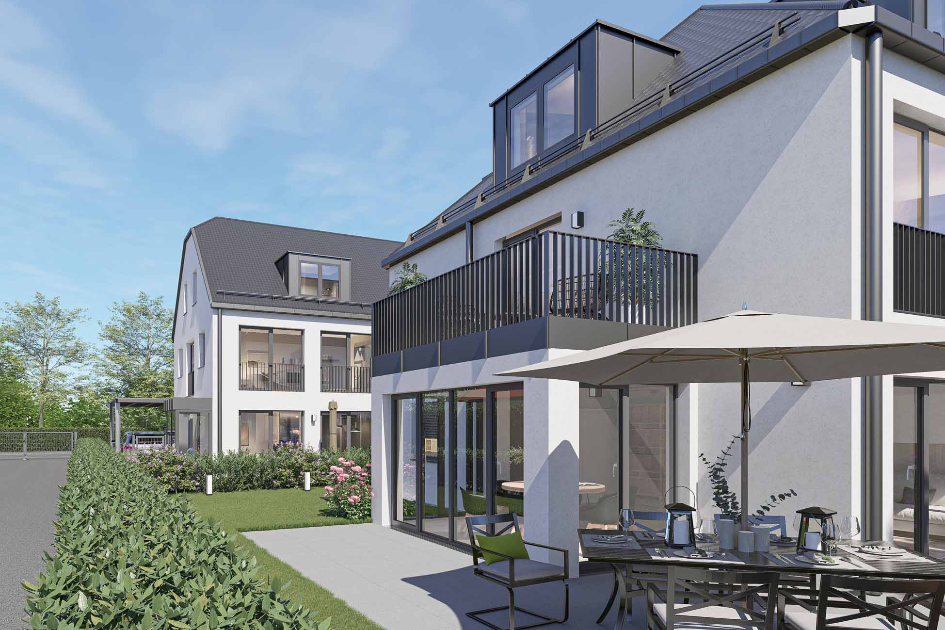 Aigner Immobilien GmbH - Immobilienangebot - 81249 Lochhausen - Lochhausen - Reihenmittelhaus - Haus 2: Neubau mit Konzept – Stilvolle 3-Spänner für Familien und Individualisten