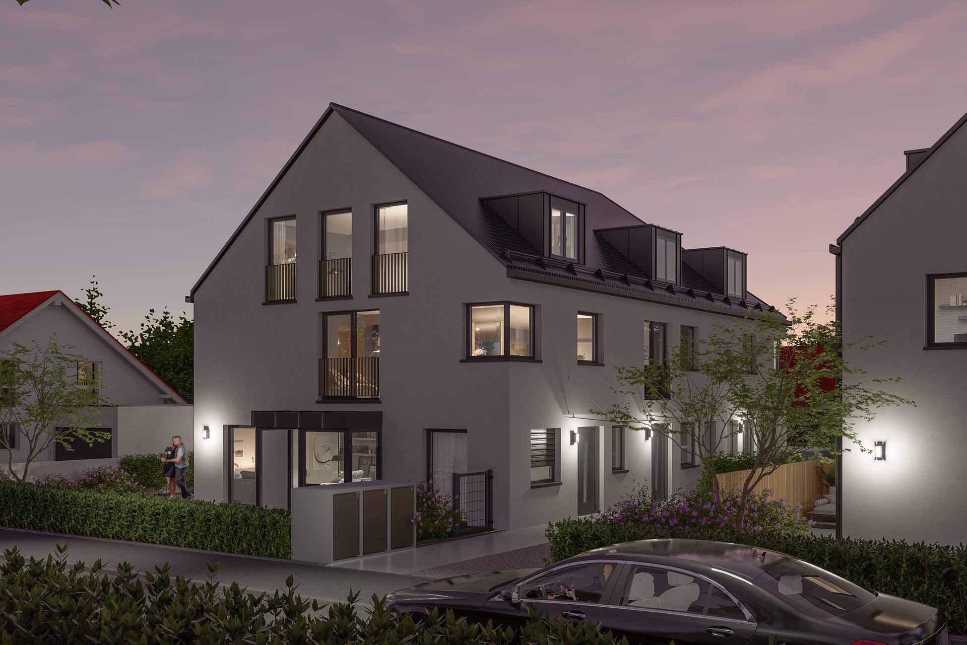 Aigner Immobilien GmbH - Immobilienangebot - 81249 Lochhausen - Lochhausen - Reiheneckhaus - Haus 3: Neubau mit Konzept – Stilvolle 3-Spänner für Familien und Individualisten