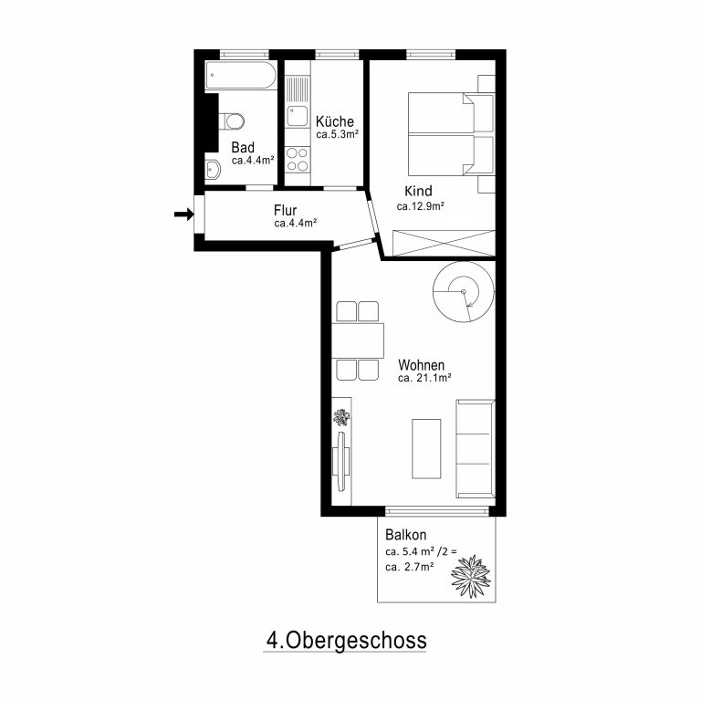 Aigner Immobilien GmbH - Immobilienangebot - 80637 München - Neuhausen - Maisonettewohnung - Modernes Wohnen auf zwei Etagen: Helle 4-Zimmer-Maisonettewohnung mit Südost-Balkon
