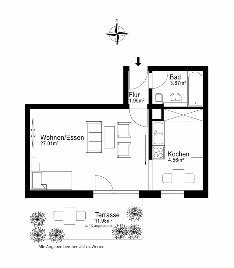 Aigner Immobilien GmbH - Immobilienangebot - 81245 München - Pasing - Erdgeschosswohnung - Zentral wohnen, draußen genießen – 1-Zimmer-Gartenwohnung in Pasing