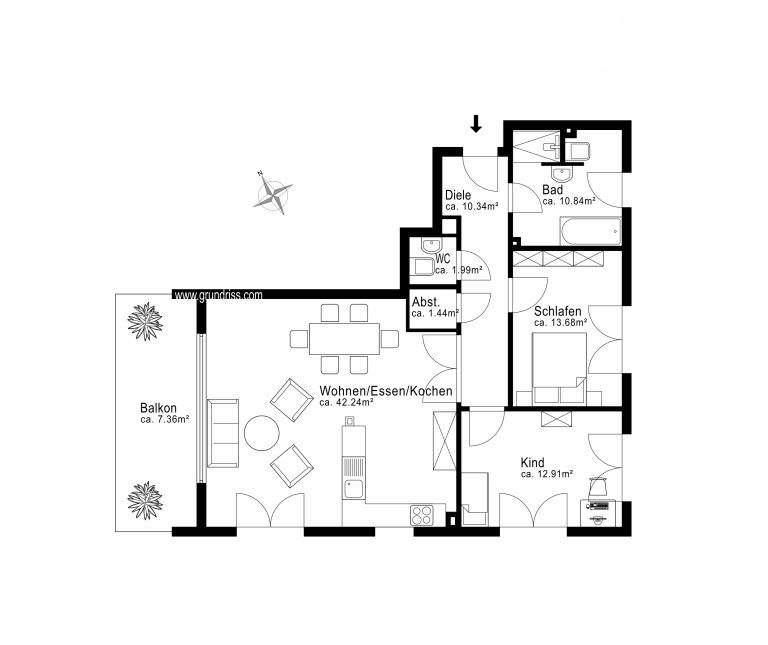 Aigner Immobilien GmbH - Immobilienangebot - 81479 München - Solln - Etagenwohnung - Modernes Wohnen im Grünen: Lichtdurchflutete 3-Zimmer-Wohnung mit großzügigem Westbalkon