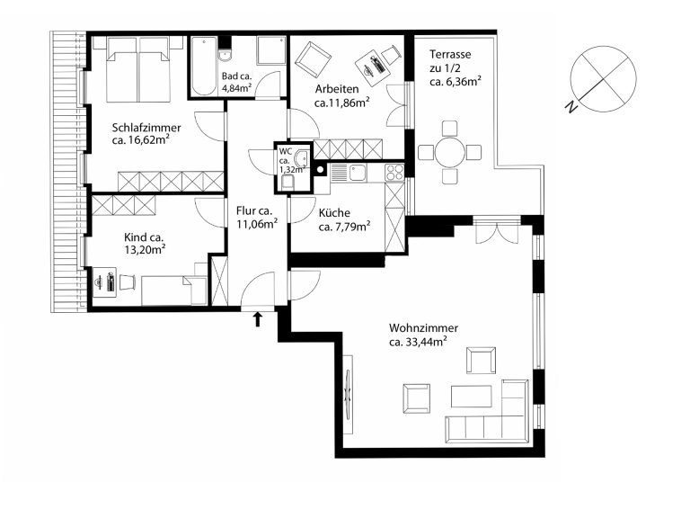 Aigner Immobilien GmbH - Immobilienangebot - 81927 München - Johanneskirchen - Dachgeschosswohnung - Helle und sehr großzügige 4-Zimmer-Dachgeschosswohnung