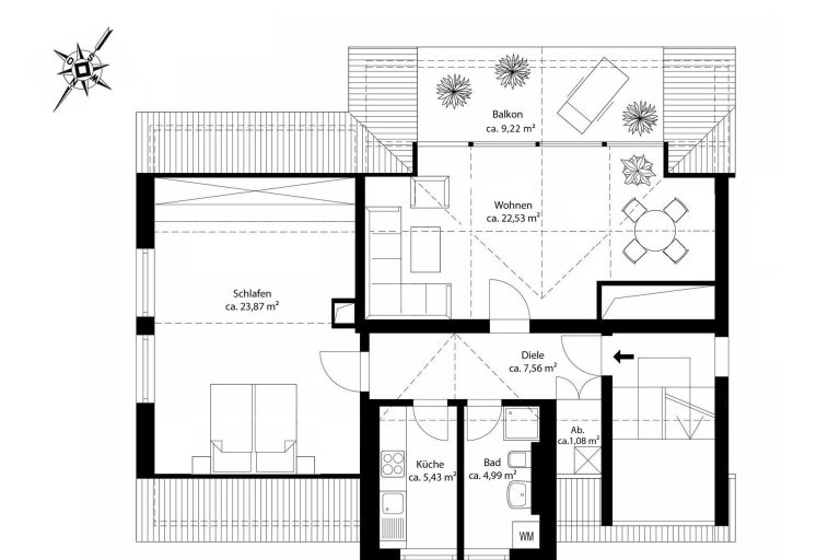 Aigner Immobilien GmbH - Immobilienangebot - 82152 Krailling - Krailling - Dachgeschosswohnung - Moderne Dachgeschosswohnung mit Blick über die Würm!