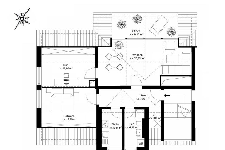 Aigner Immobilien GmbH - Immobilienangebot - 82152 Krailling - Krailling - Dachgeschosswohnung - Moderne Dachgeschosswohnung mit Blick über die Würm!