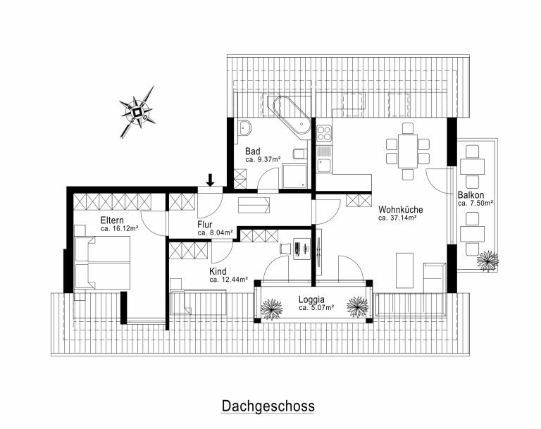 Aigner Immobilien GmbH - Immobilienangebot - 81243 München - Aubing - Dachgeschosswohnung - Helle 3-Zimmer-Dachgeschosswohnung mit zwei Balkonen in Aubing