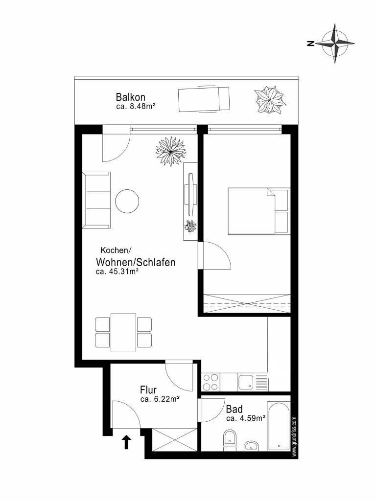 Aigner Immobilien GmbH - Immobilienangebot - 81735 München - Ramersdorf - Etagenwohnung - Ruhig gelegene 2-Zimmer-Wohnung mit großer Ostloggia in Ramersdorf