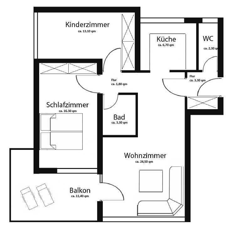 Aigner Immobilien GmbH - Immobilienangebot - 82319 Starnberg - Starnberg - Etagenwohnung - Sanierter Wohnkomfort mit Süd-West-Loggia in Starnberg-Söcking