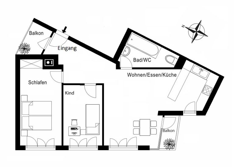 Aigner Immobilien GmbH - Immobilienangebot - 80803 München - Schwabing - Etagenwohnung - Rarität beim Kaiserplatz: Neuwertige 3-Zimmer-Wohnung mit 2 Balkonen und Innenhoflage