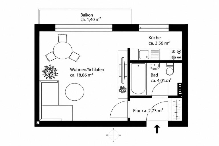 Aigner Immobilien GmbH - Immobilienangebot - 80809 München - Milbertshofen - Etagenwohnung - Helle 1-Zimmer-Wohnung mit besonderem Ausblick auf die St.-Georgs-Kirche