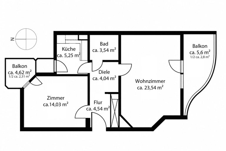 Aigner Immobilien GmbH - Immobilienangebot - 80993 München - Moosach - Etagenwohnung - Attraktive 2-Zimmer-Wohnung in Moosach mit zwei Balkonen und TG-Stellplatz