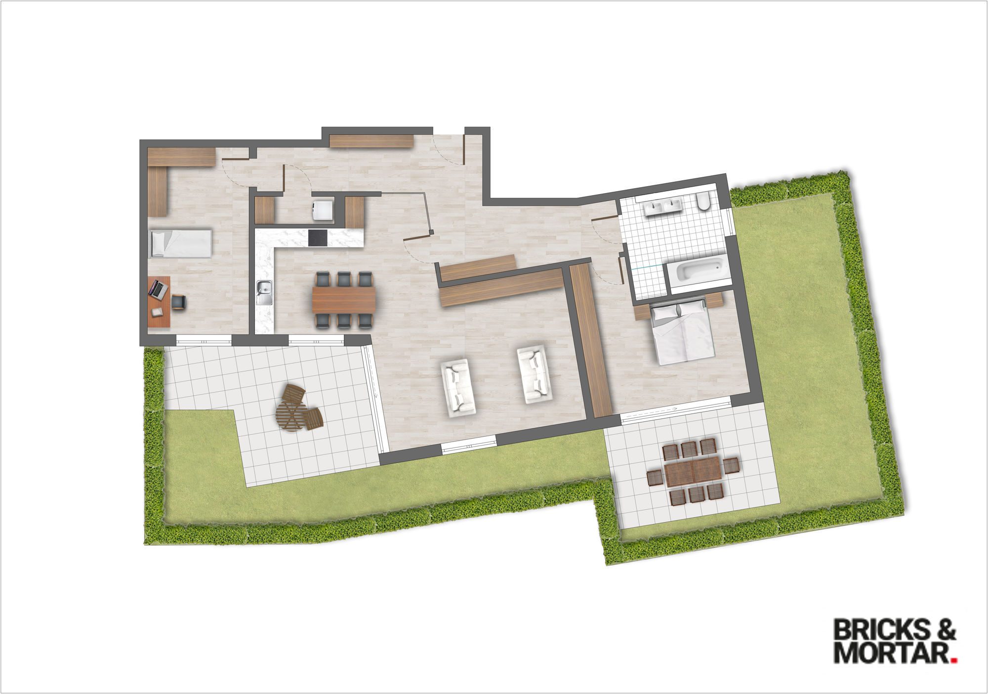 Immobilienangebot - Augsburg - Alle - Erdgeschoss Wohnung mit 3 Zimmern und Terrasse