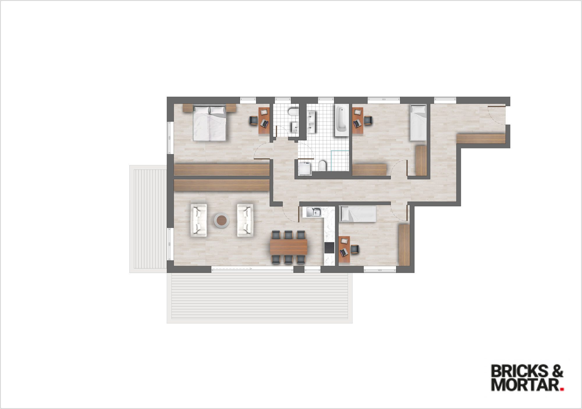 Immobilienangebot - Augsburg - Alle - Vier-Zimmer Wohnung im 2.OG und großer Terrasse