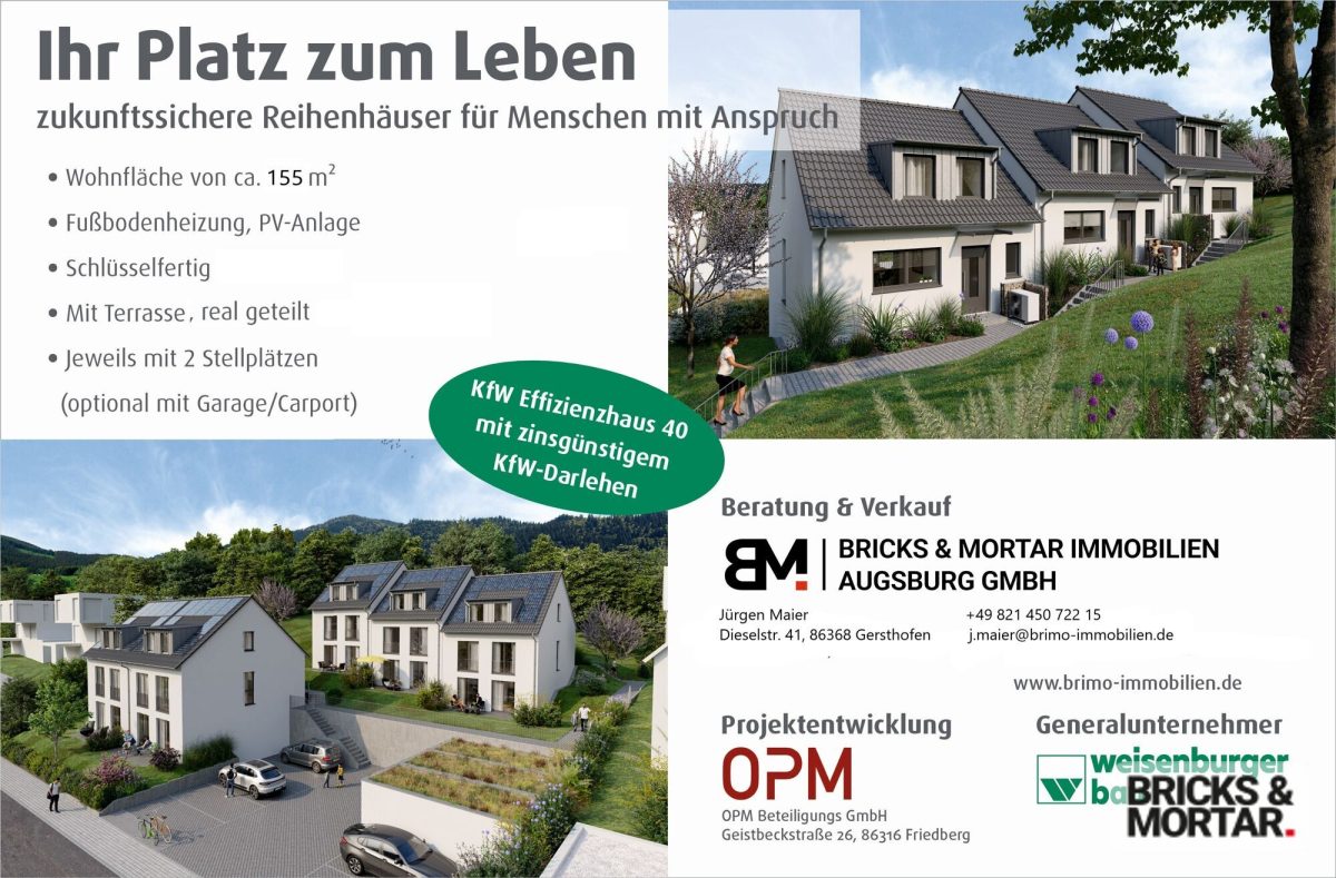 Immobilienangebot - Neusäß - Alle - Ihr Platz zum Leben, zukunftssichere Reihenhäuser für Menschen mit Anspruch