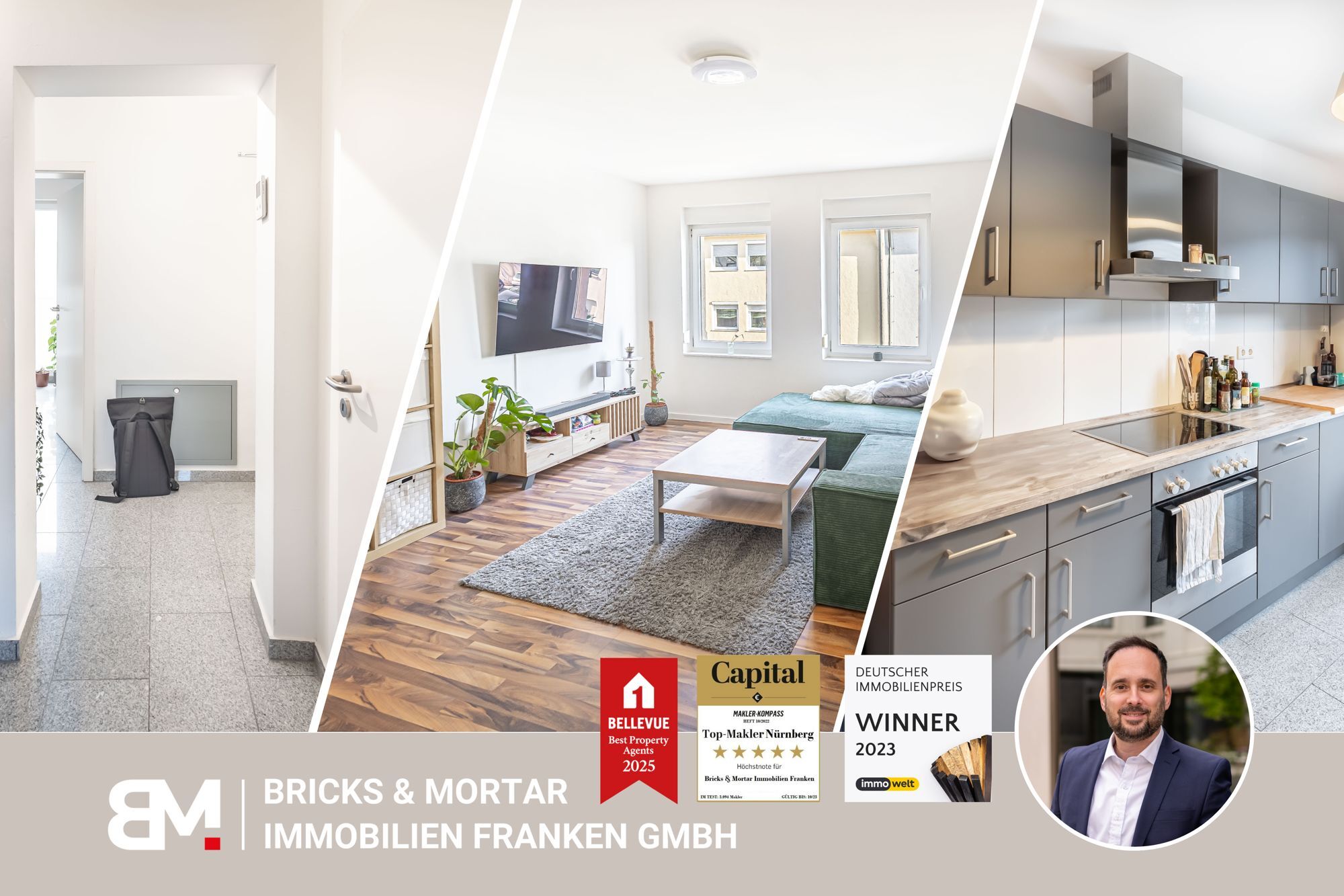 Immobilienangebot - Nürnberg - Alle - Sichere Kapitalanlage mit Entwicklungspotenzial - 3 kernsanierte Wohnungen mit Balkon & Einbauküche
