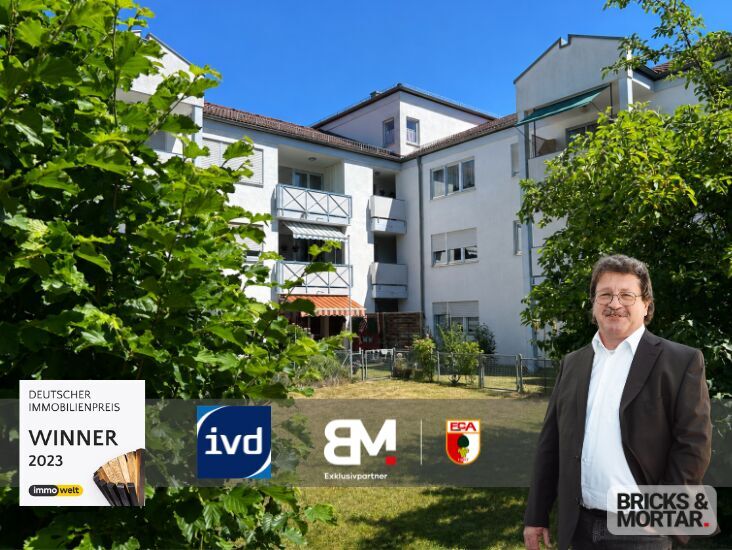 Immobilienangebot - Gersthofen - Alle - Sehr gepflegte 3-Zimmer-Wohnung mit Süd-Loggia und durchdachtem Grundriss