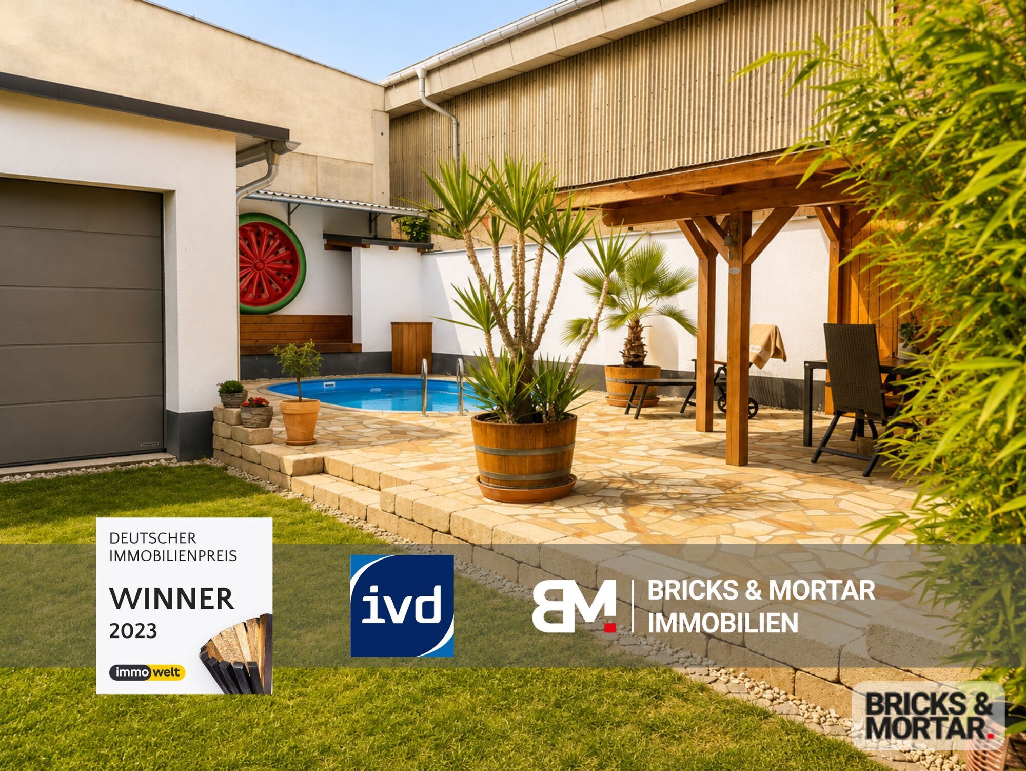 Immobilienangebot - Delitzsch - Alle - Liebevoll modernisierte Doppelhaushälfte mit Pool, Kamin und viel Platz zum Leben