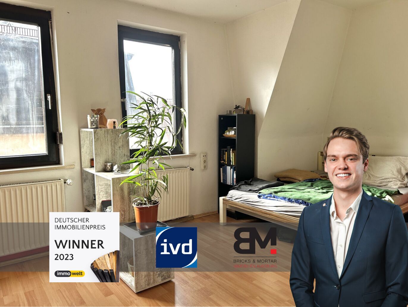 Immobilienangebot - Augsburg / Oberhausen - Alle - Vermietete 1,5-Zimmer-Wohnung in Augsburg nahe Wertach mit Holzofen | 35 m²