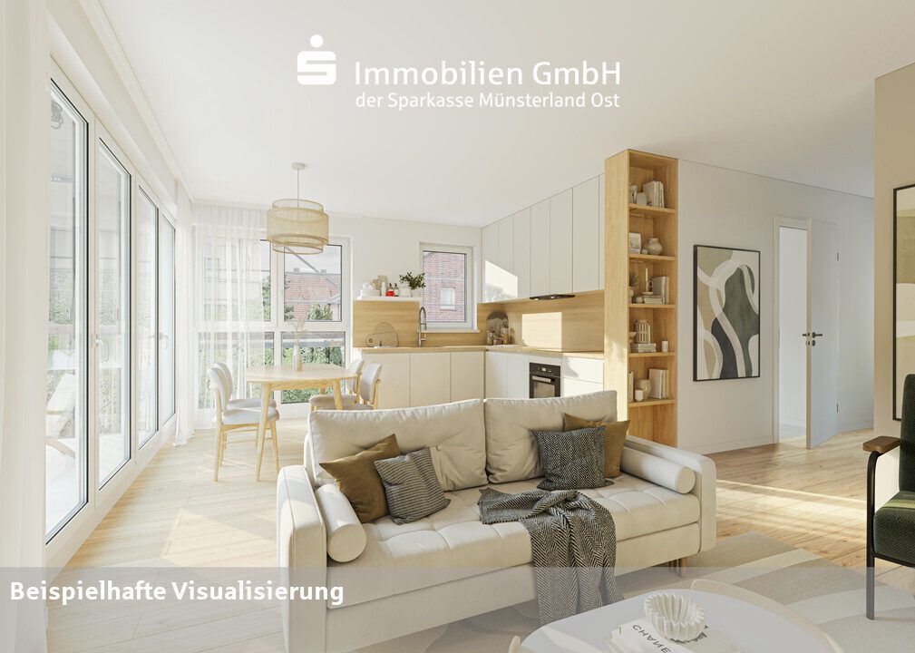 Immobilienangebot - Ahlen - Wohnen & Gewerbe - Etagenwohnung mit sonnigem Balkon im Herzen von Vorhelm!