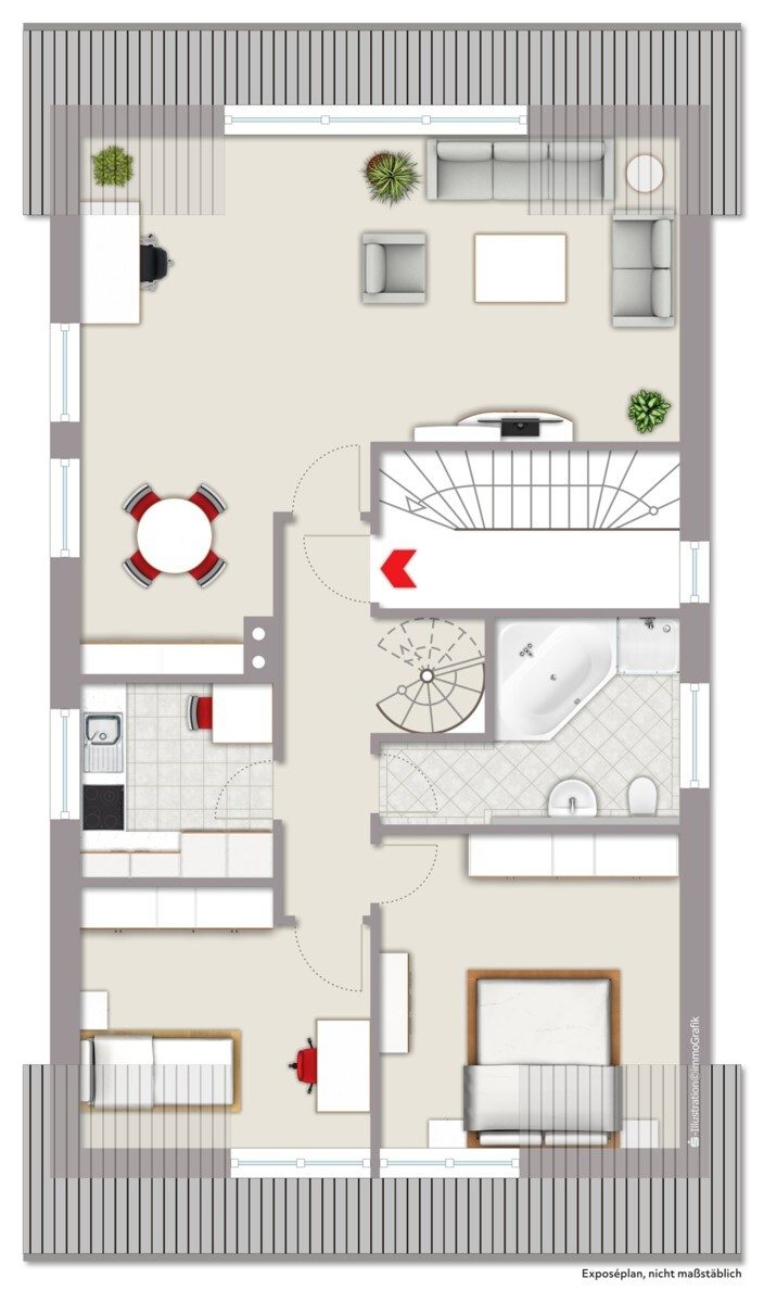 Immobilienangebot - Münster - Wohnen & Gewerbe - Sofort bezugsfreie Vierzimmerwohnung - geschnitten wie eine Doppelhaushälfte!